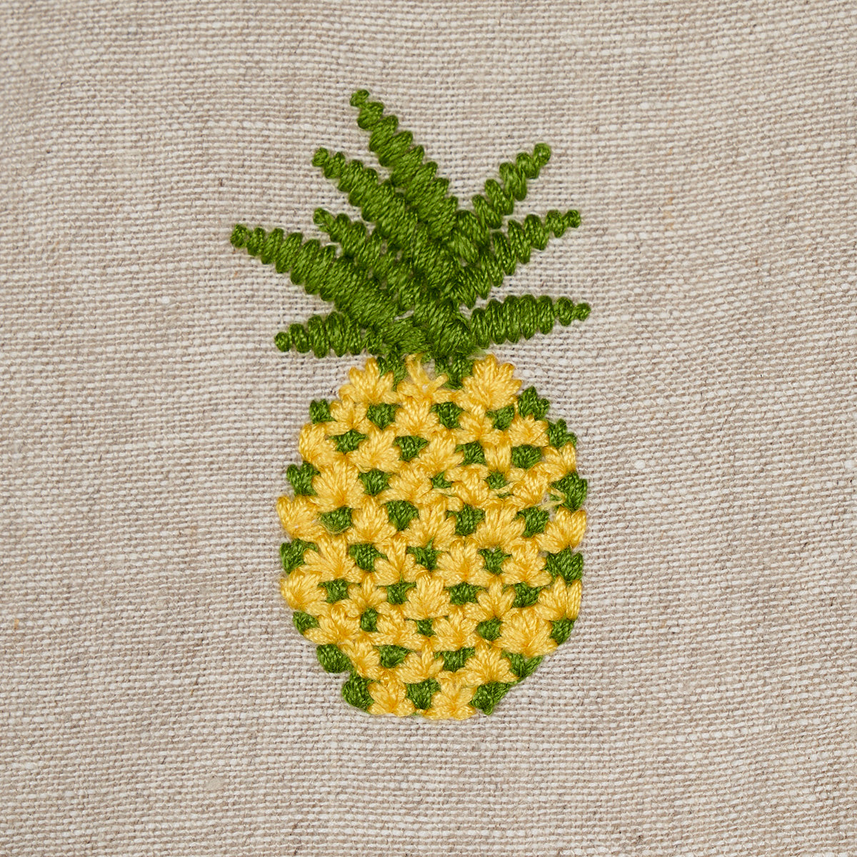 PINEAPPLE EMBROIDERY | GREEN ON NATURAL
