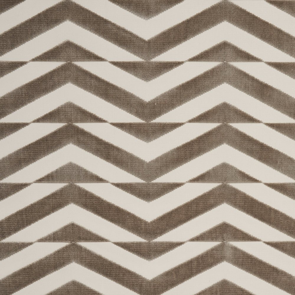 BROKEN CHEVRON CUT VELVET | Taupe On Ivory