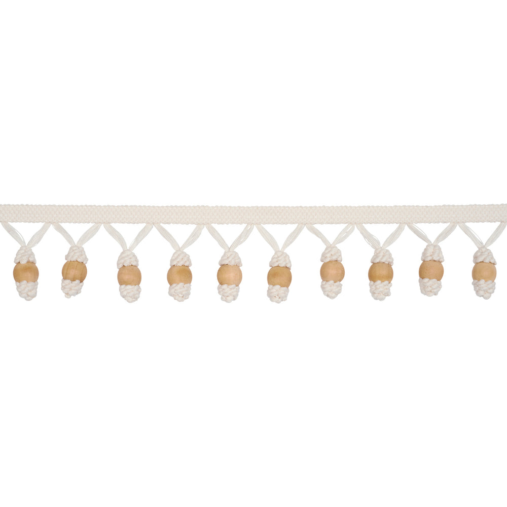 WOODEN BALL FRINGE | Ivory