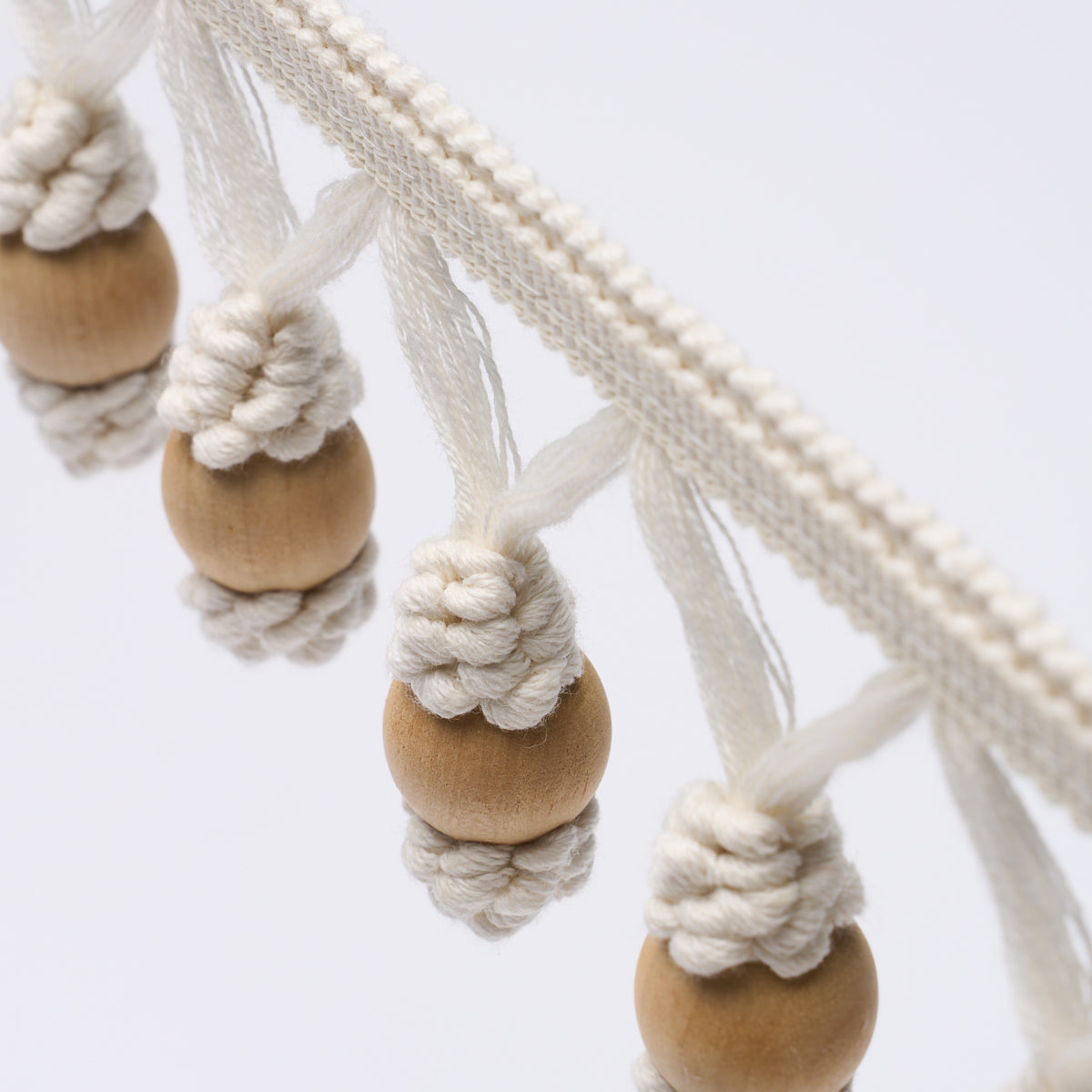 WOODEN BALL FRINGE | Ivory