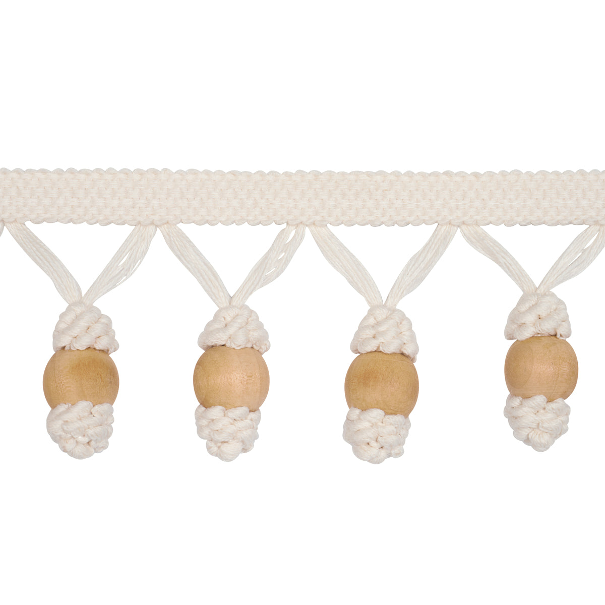 WOODEN BALL FRINGE | Ivory