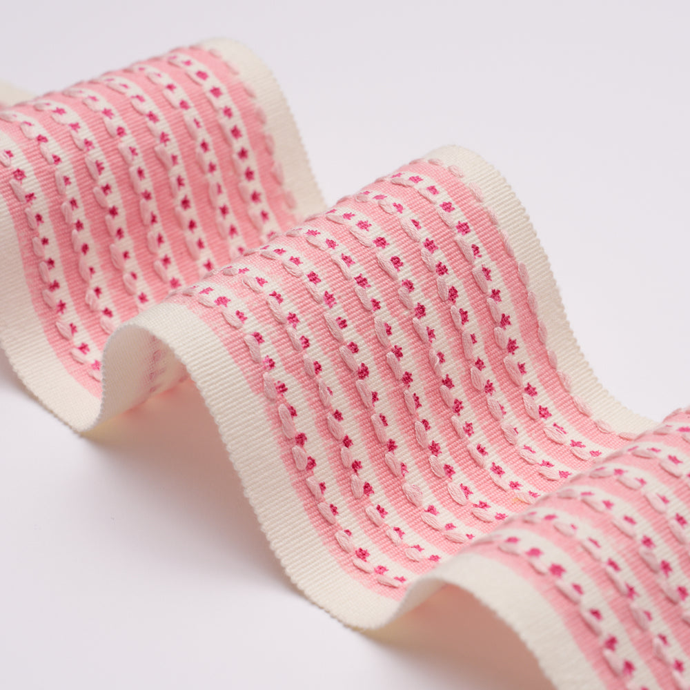 STRIPE & DOT HAND BLOCK TRIM | Pink