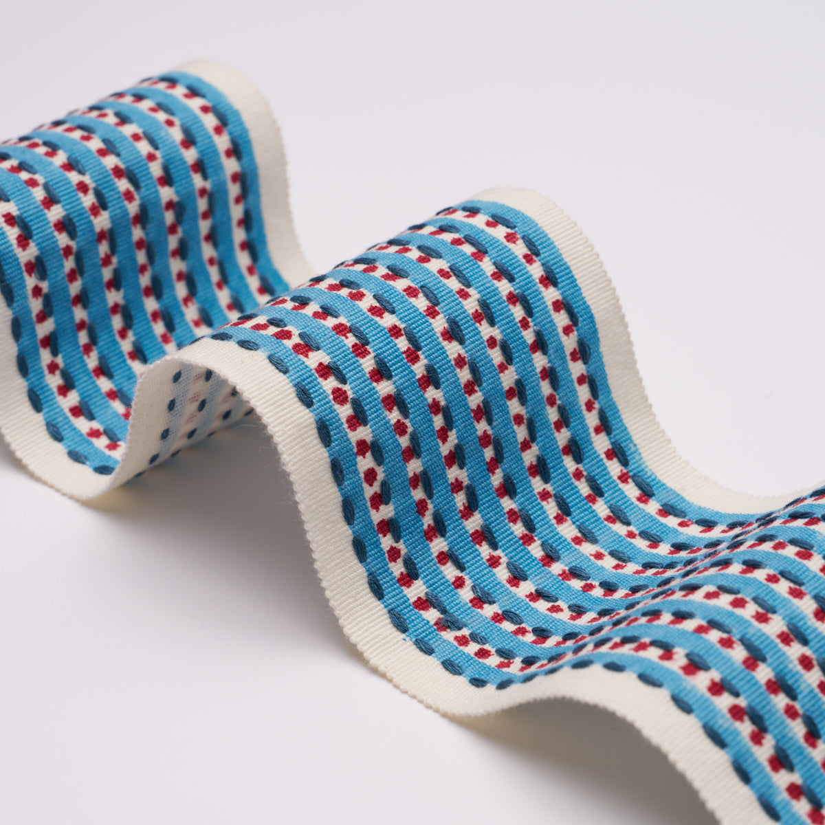 STRIPE & DOT HAND BLOCK TRIM | Blue