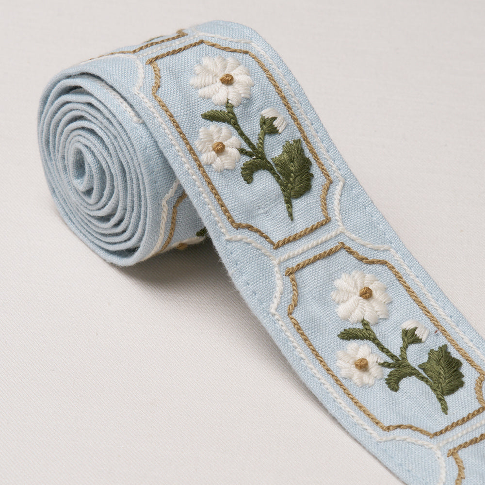 JOLIE HAND EMBROIDERED TAPE | Sky