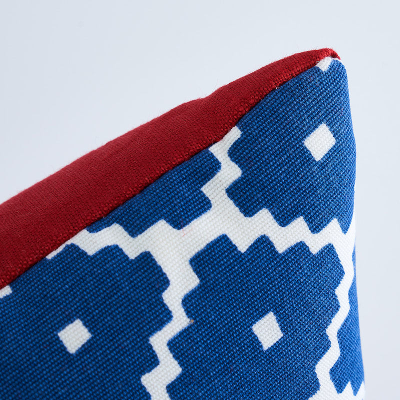 Ziggurat Pillow | Blue & Red