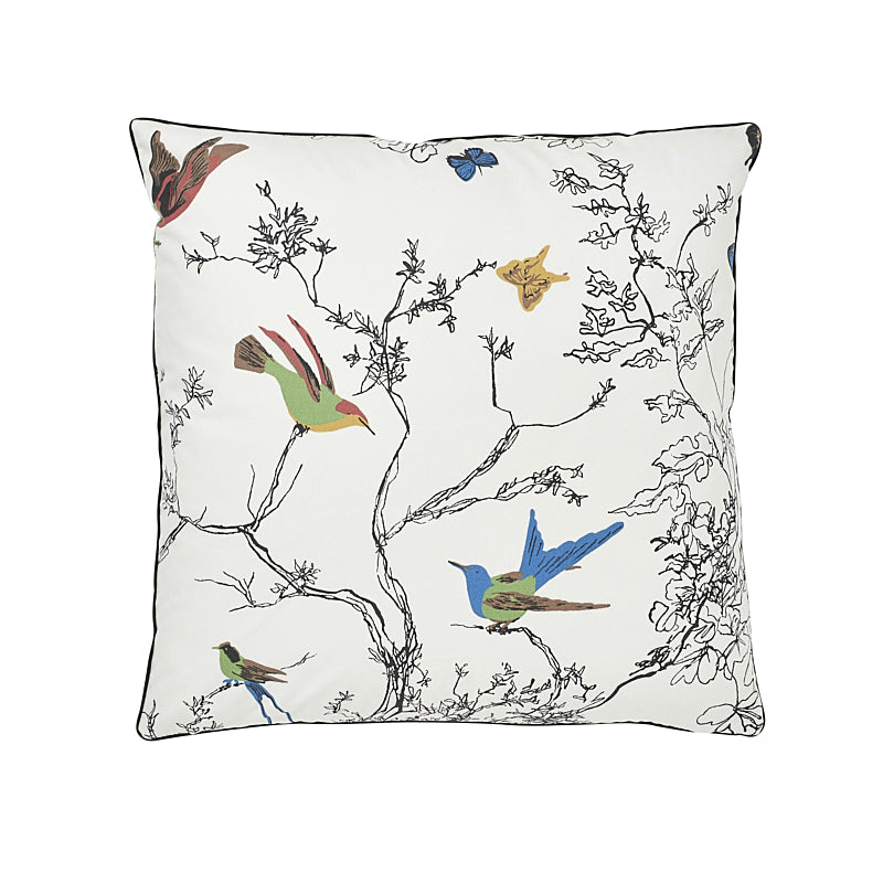 Birds & Butterflies Pillow | Multi On White