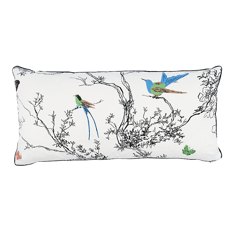 Birds & Butterflies Pillow | Multi On White