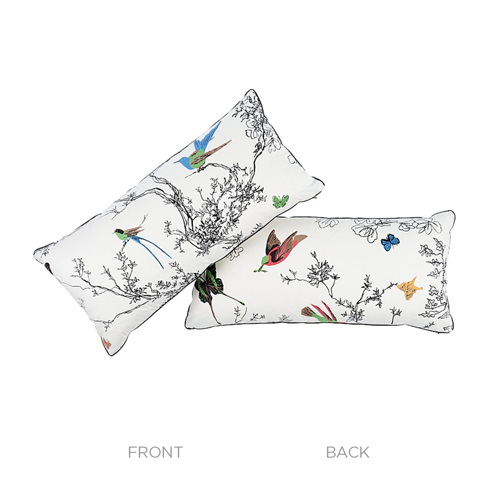 Birds & Butterflies Pillow | Multi On White