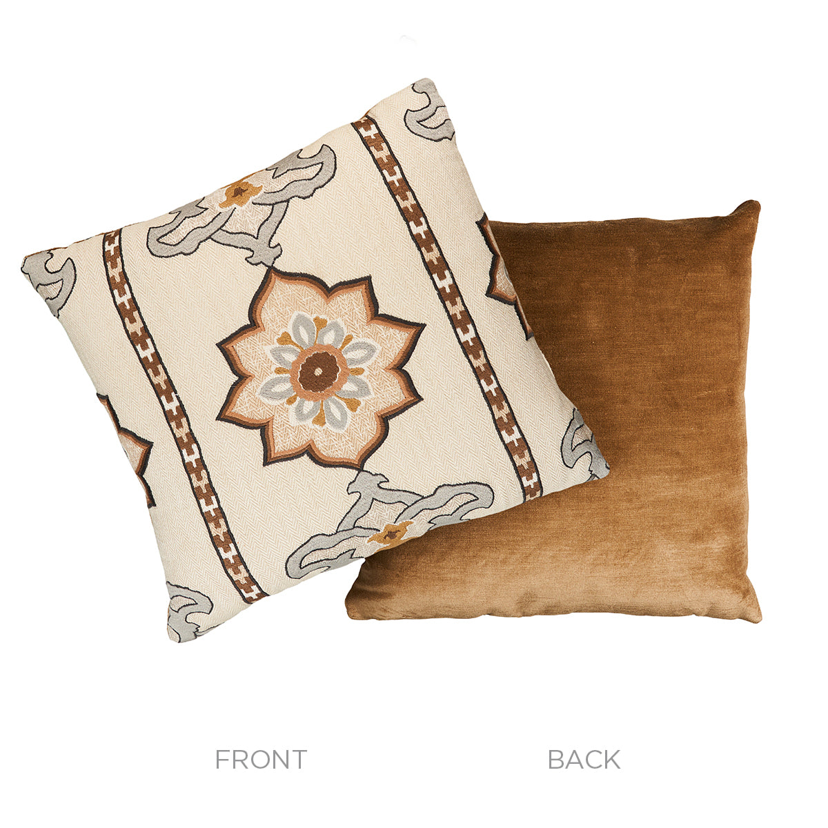 Temara Embroidered Print Pillow | Natural