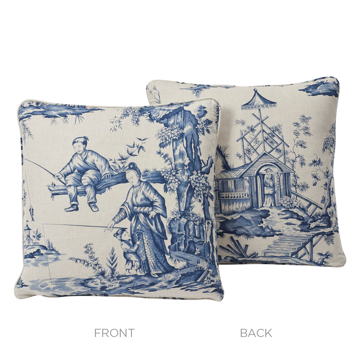 Shengyou Toile Pillow | Indigo Blue