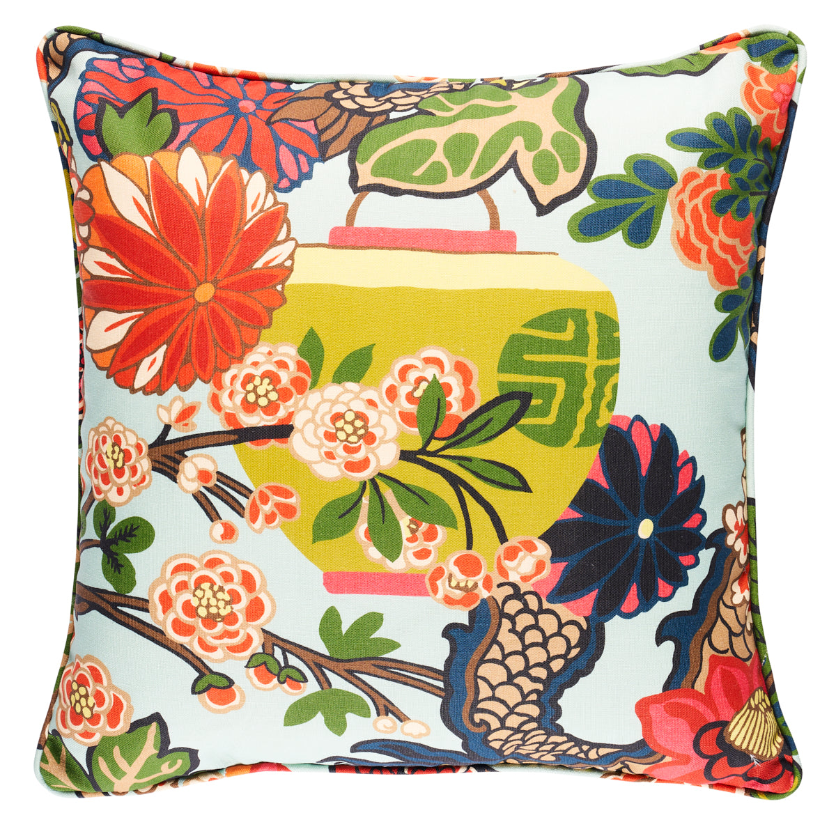 Chiang Mai Dragon I/O Pillow | Aquamarine