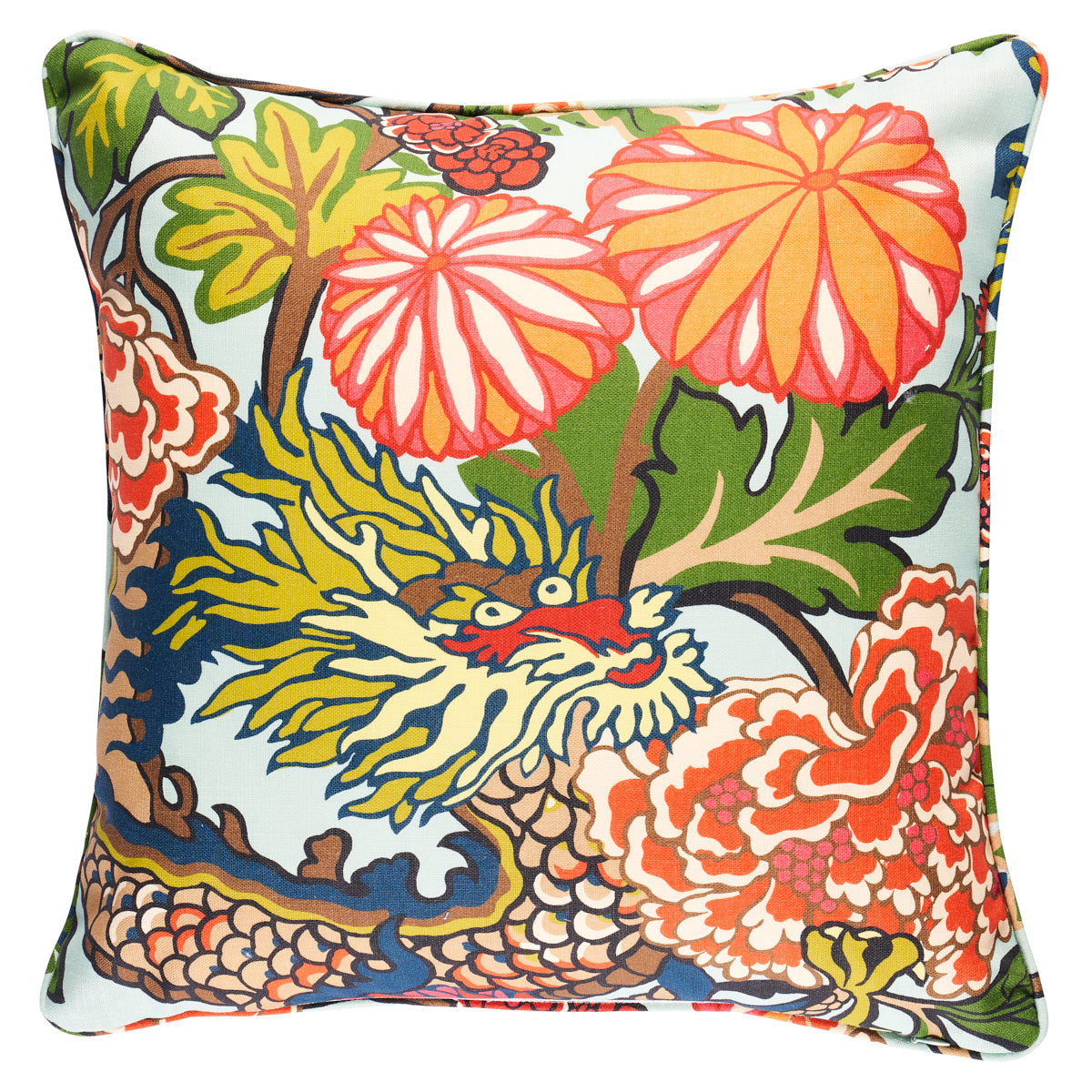 Chiang Mai Dragon I/O Pillow | Aquamarine