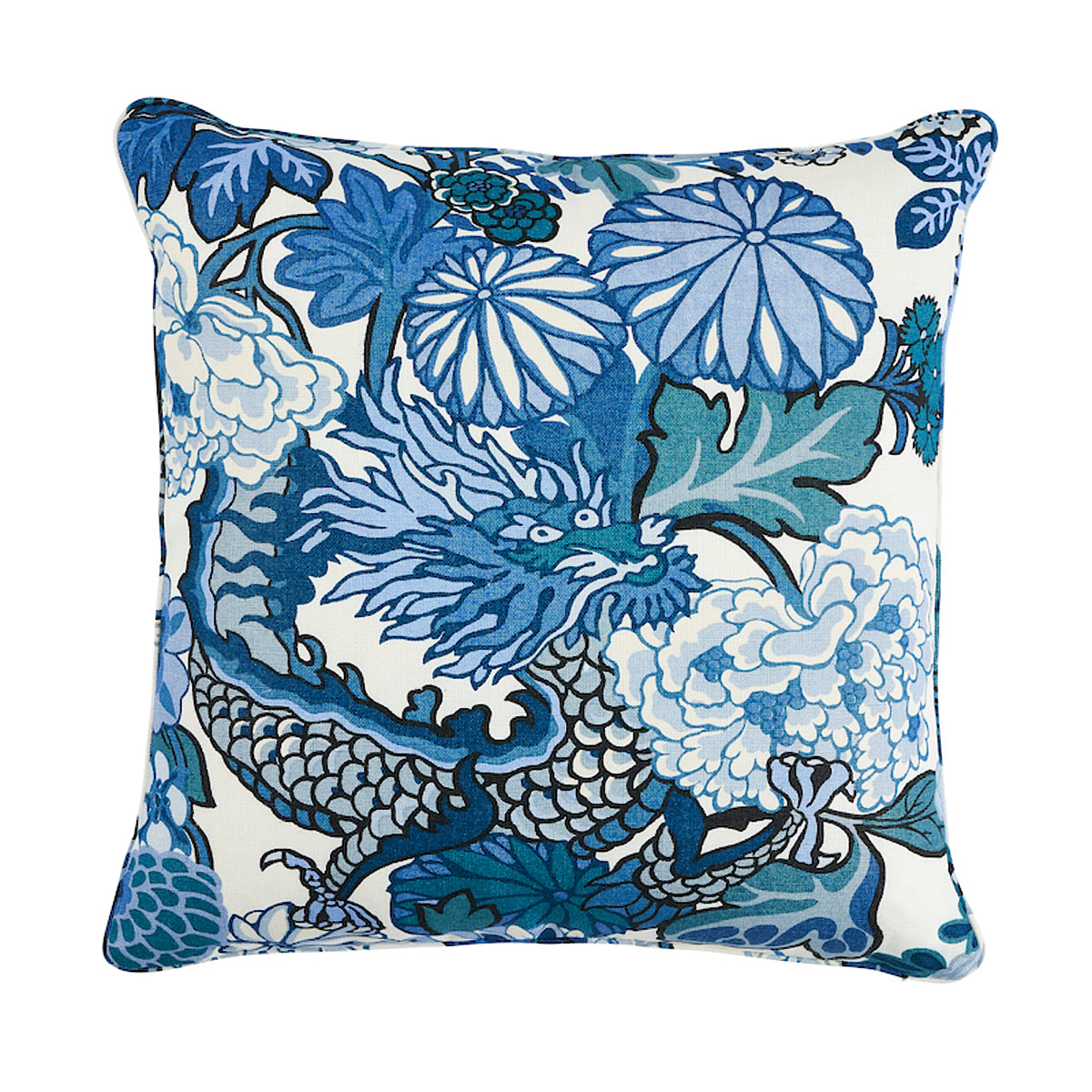 Chiang Mai Dragon I/O Pillow | China Blue