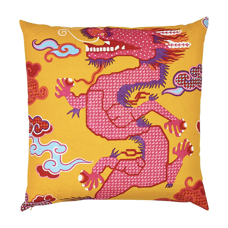 Magical Ming Dragon Pillow | Yellow & Red