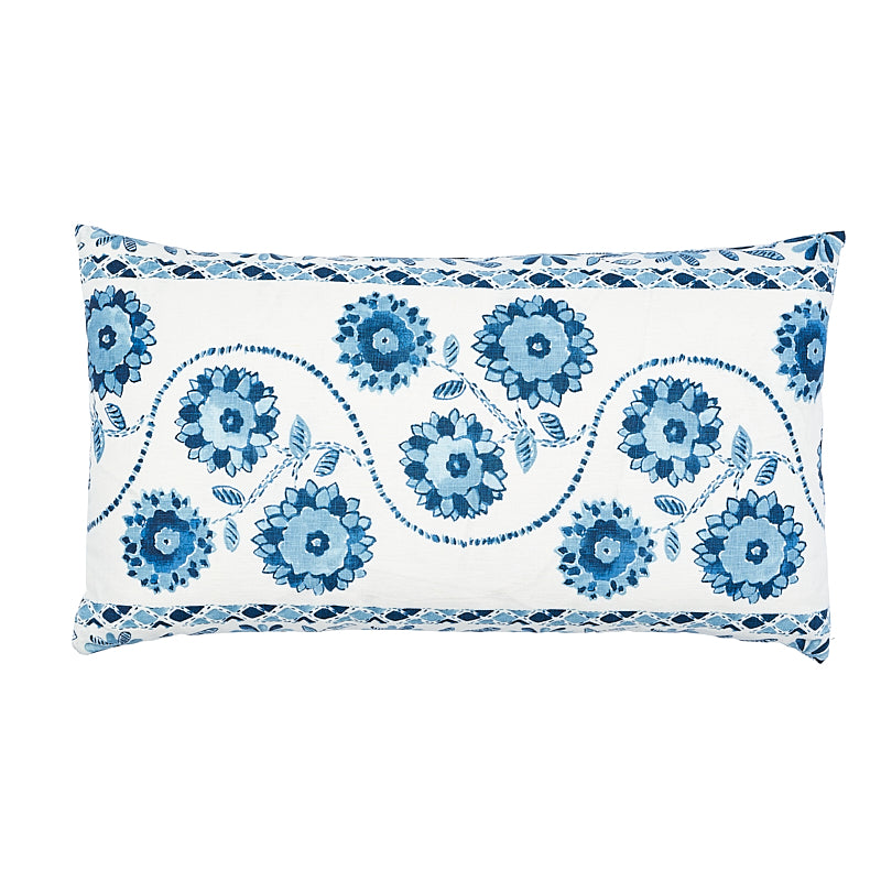 Zinnia Handmade Print Pillow | Blue