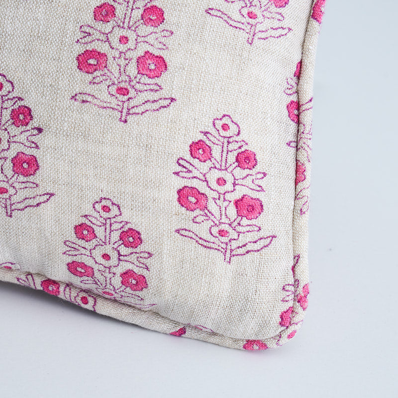 Aditi Hand Blocked Print Pillow | Pink