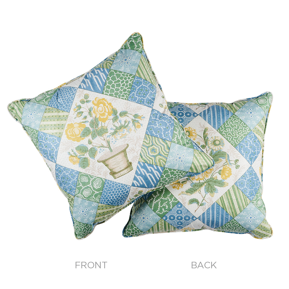 Caldwell Patchwork 20" Pillow | Yellow & Cornflower