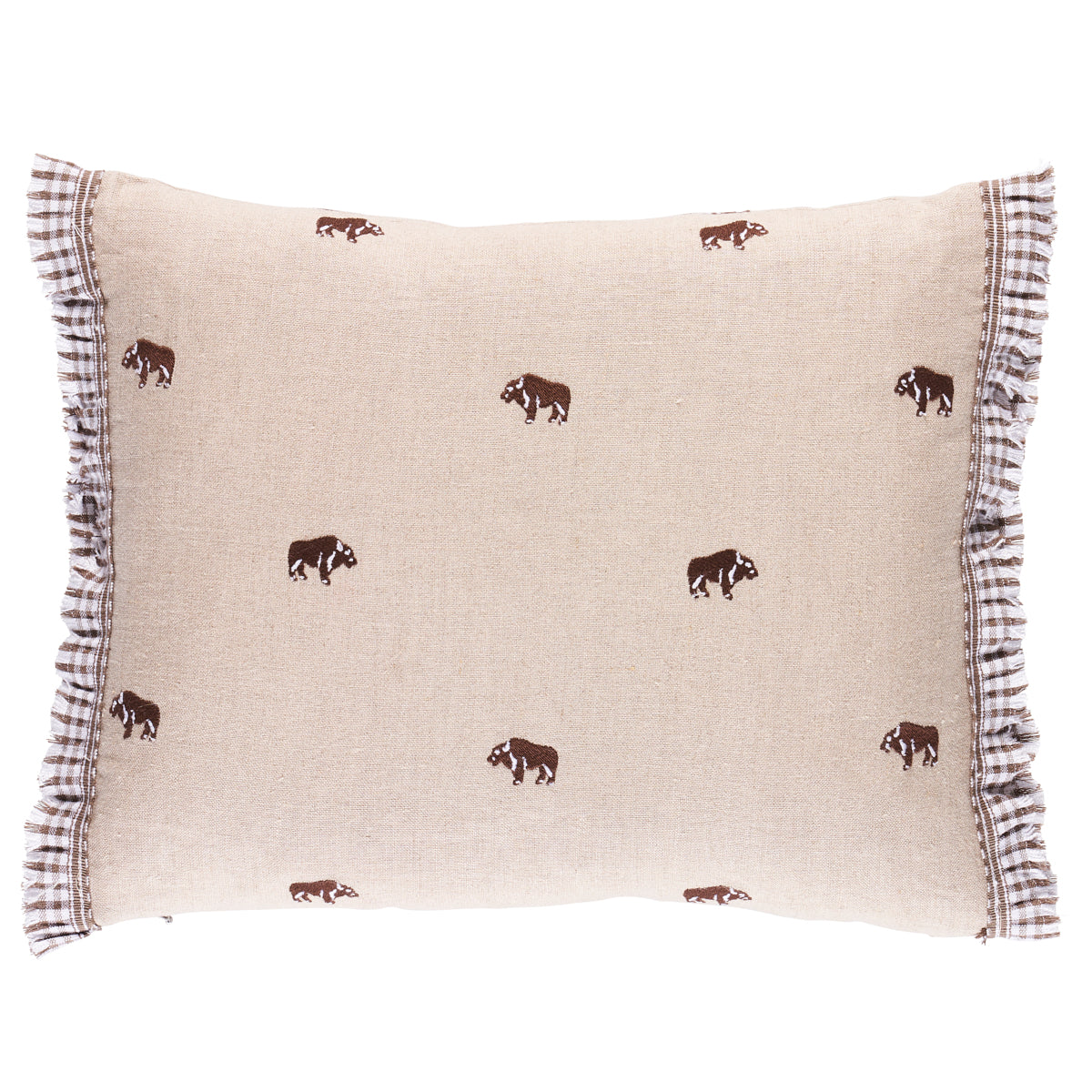 Buffalo Embroidery Pillow | Natural