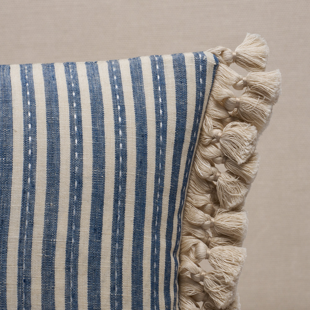 Mathis Ticking Stripe Pillow | Indigo
