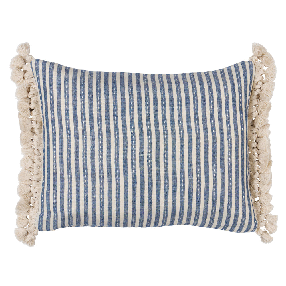 Mathis Ticking Stripe Pillow | Indigo