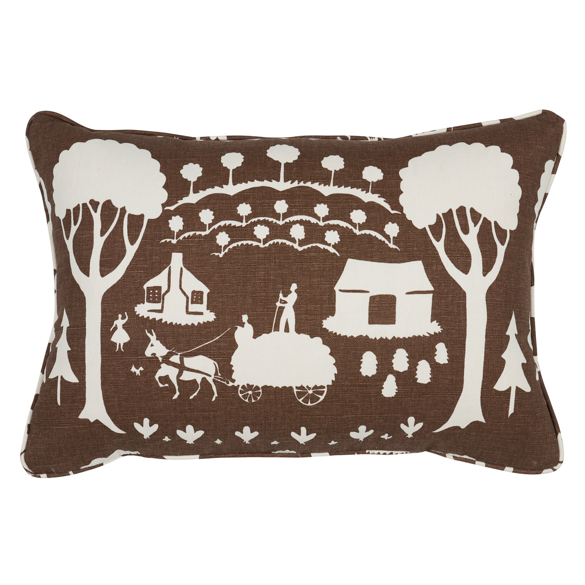 Farm Scene Pillow | Brown
