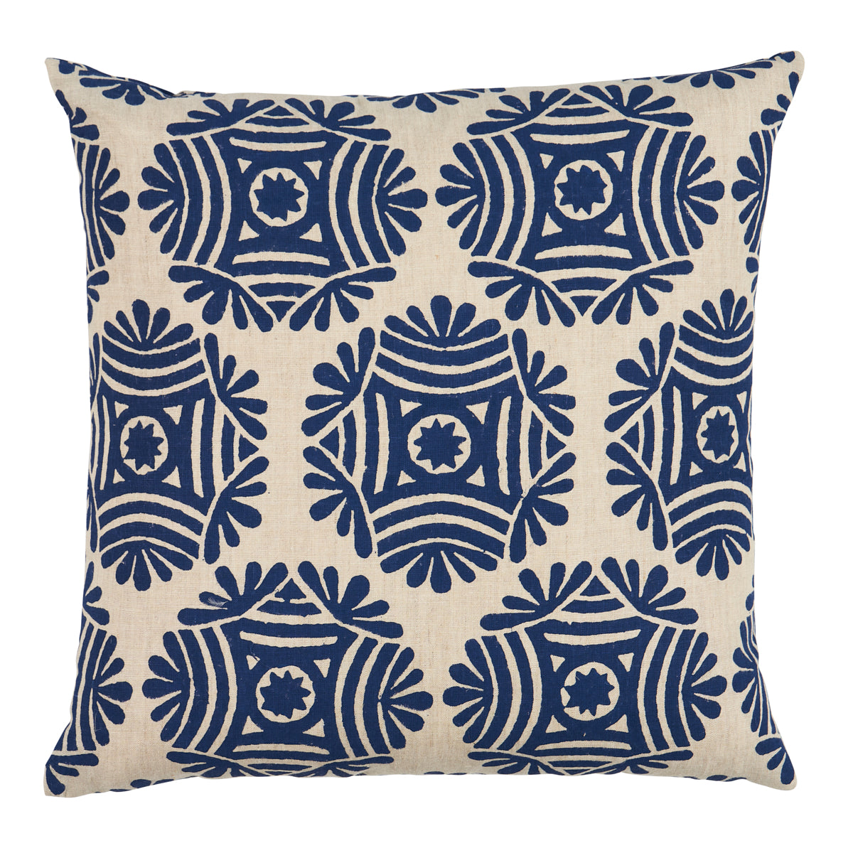Gilded Star Block Print Pillow | Navy on Natural