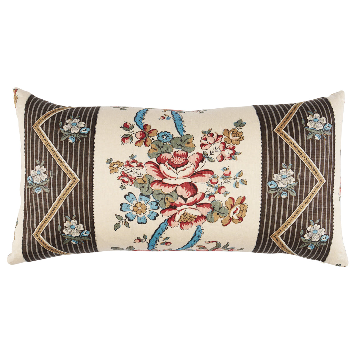 Sylvain Floral Stripe Pillow | Noir