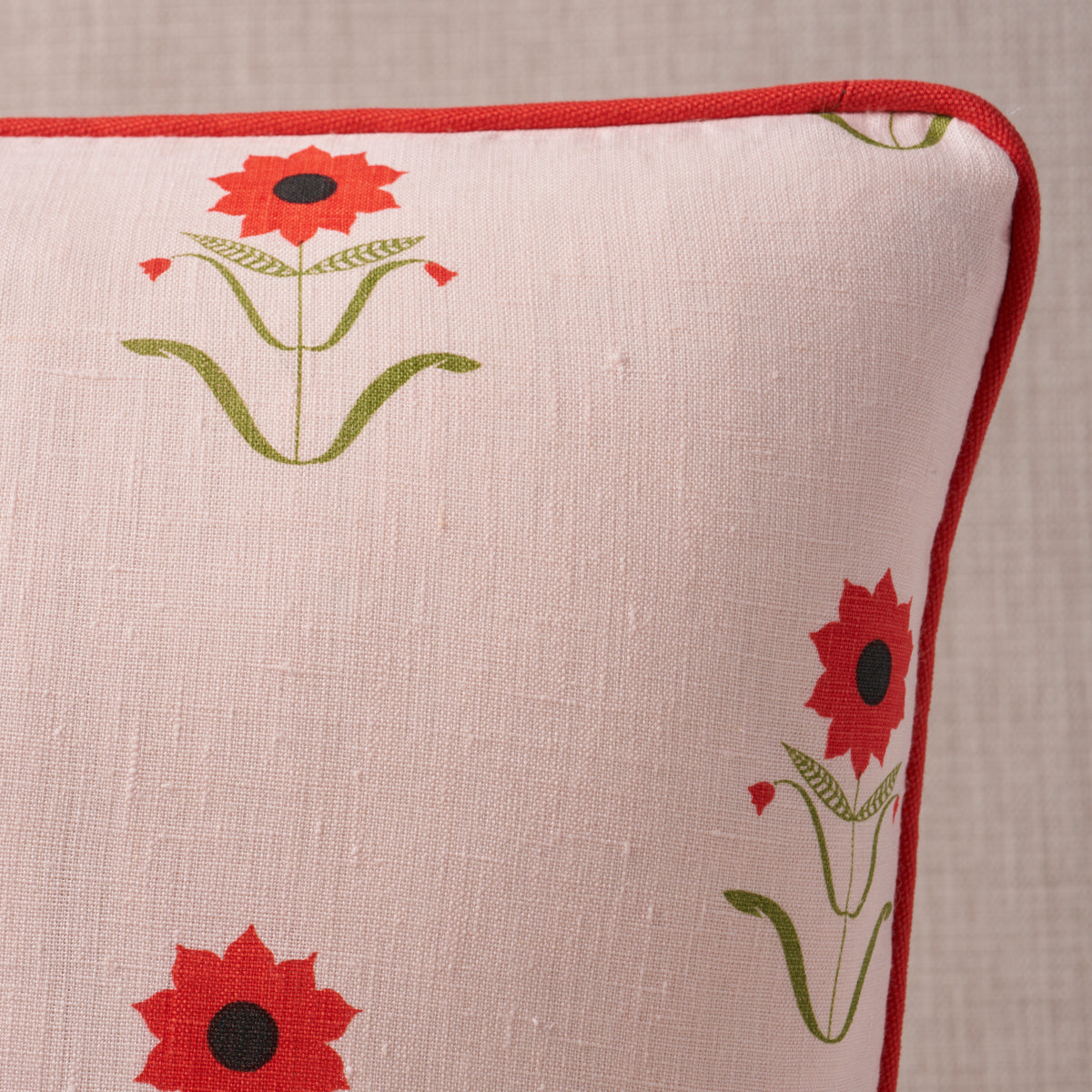 Forget Me Nots Pillow | Red on Pink