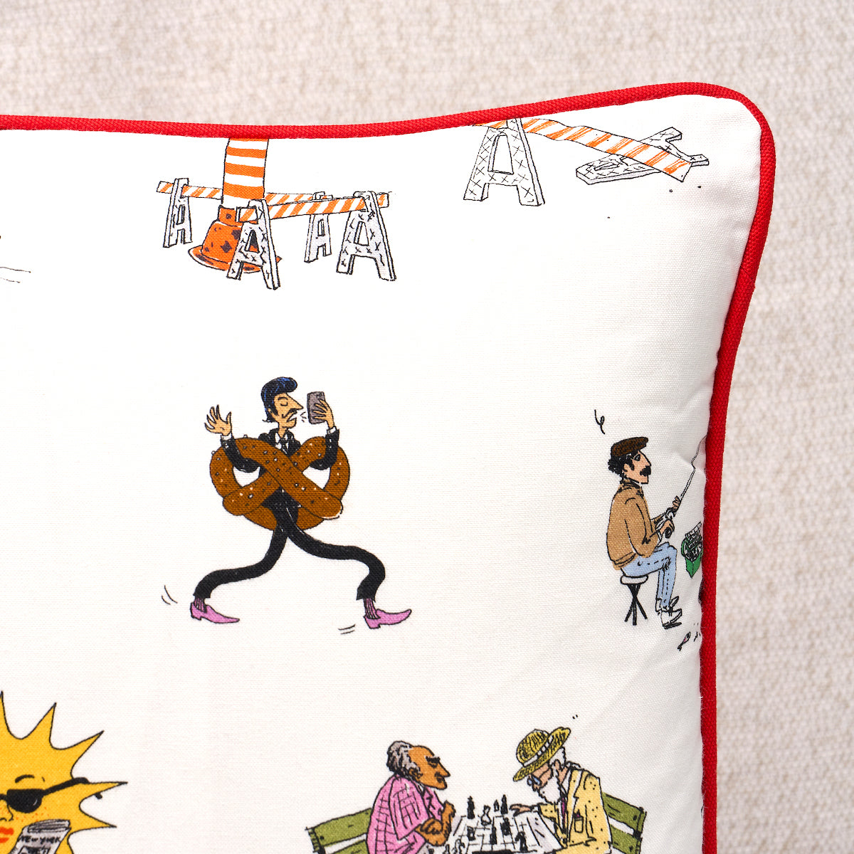 Street Scenes Pillow | Multicolor On White