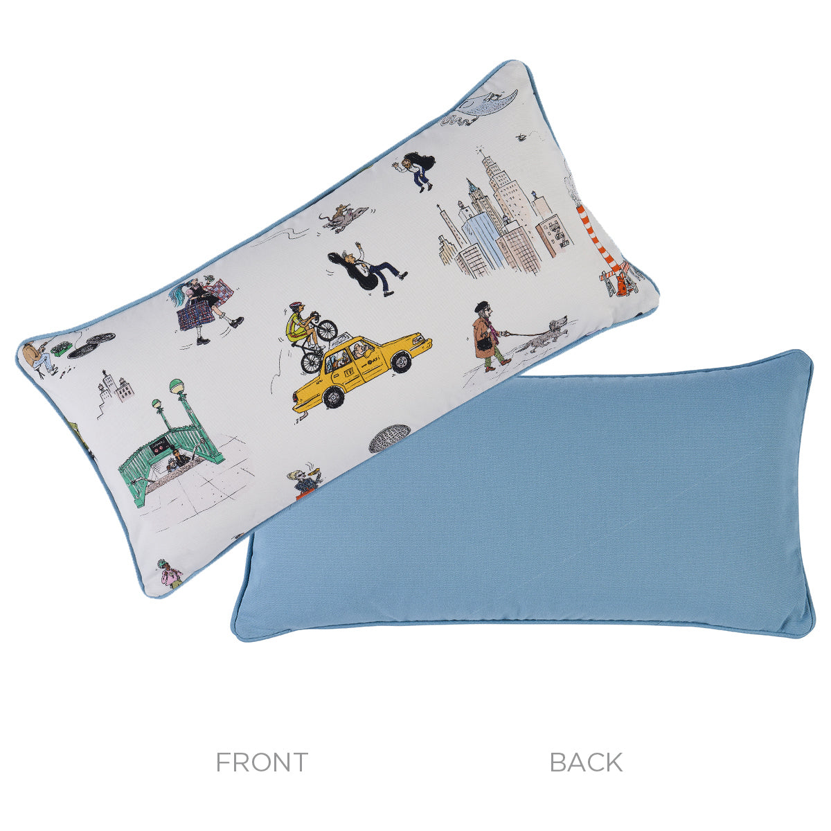 Street Scenes Pillow | Multicolor On White