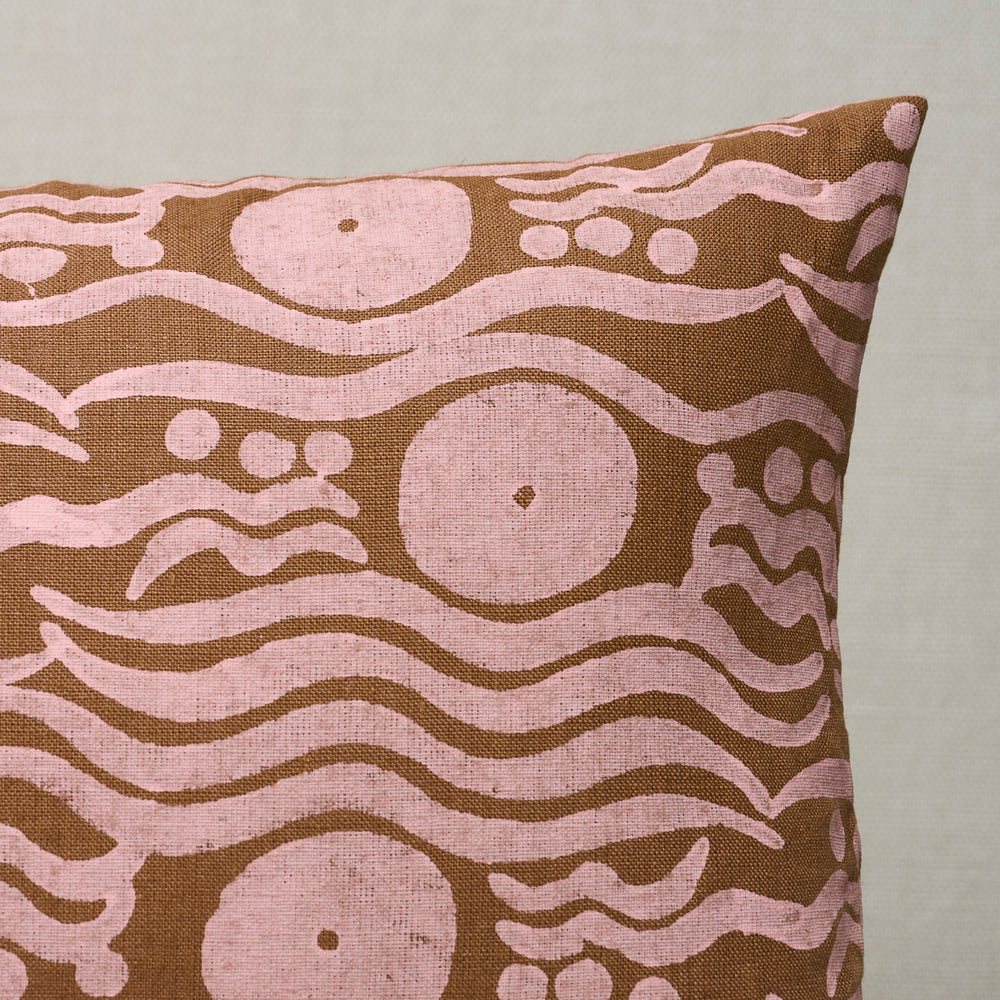 Bosphorous Hand Block Pillow | Brown & Pink