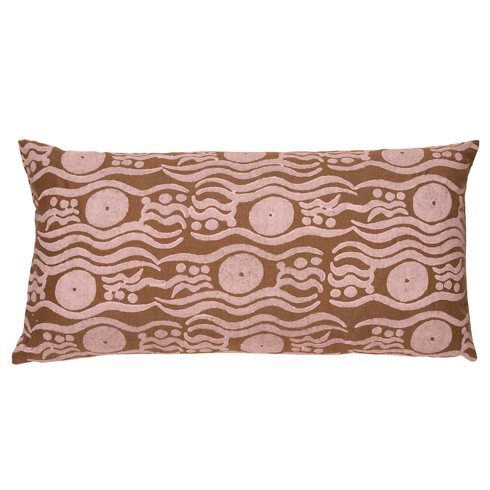 Bosphorous Hand Block Pillow | Brown & Pink