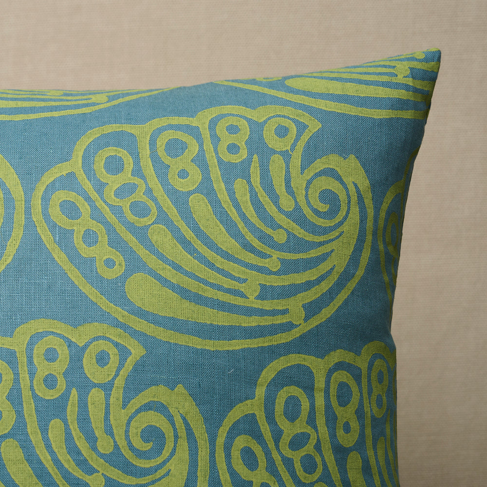 Ramsgate Hand Block Pillow | Seaweed