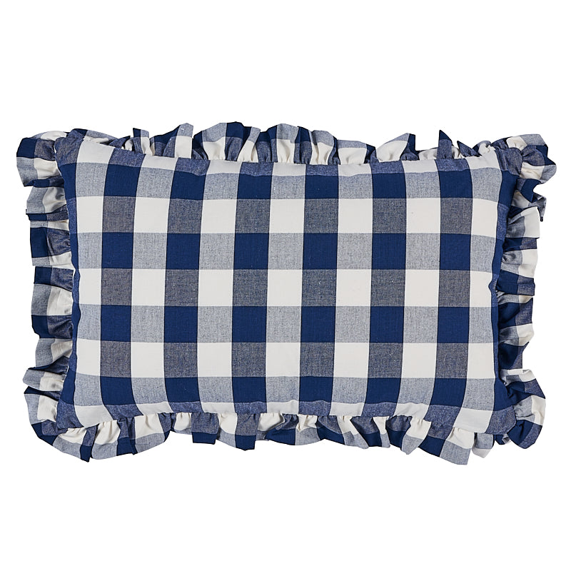 Camden Cotton Check Pillow | Navy