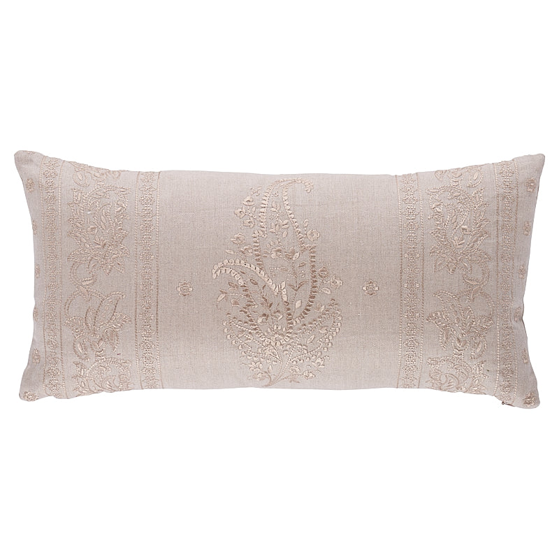 Jaipur Linen Embroidery Pillow | Flax