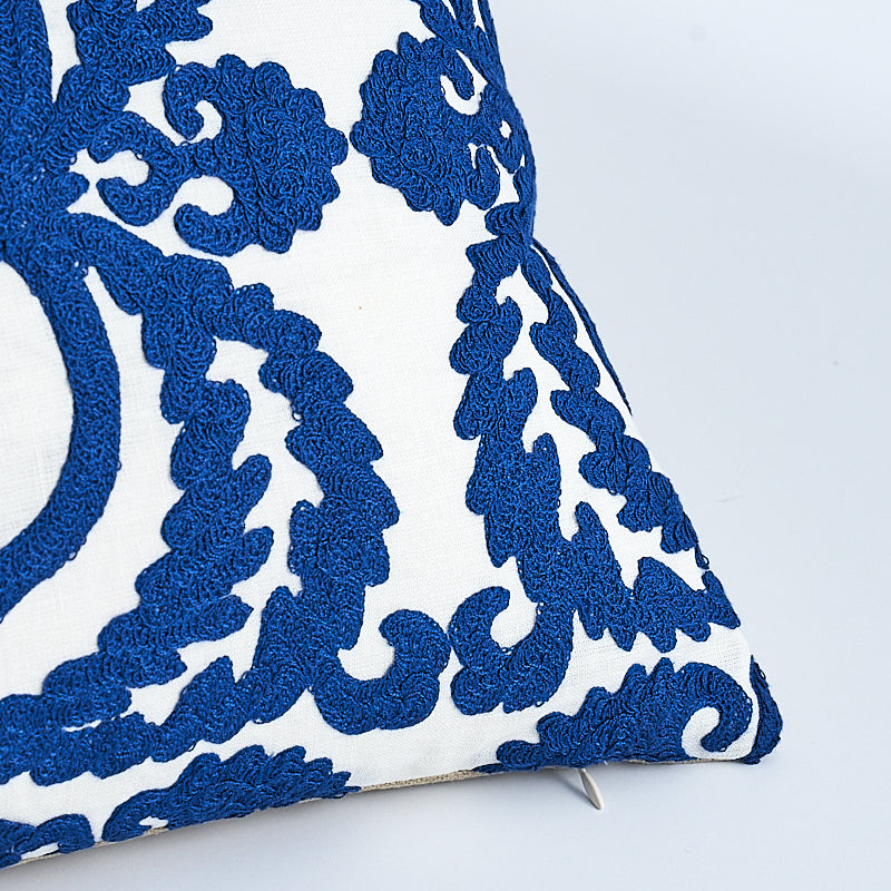 Castanet Embroidery Pillow | Cobalt