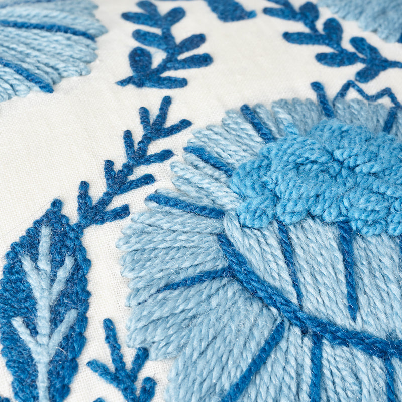 Marguerite Embroidery Pillow B | Sky