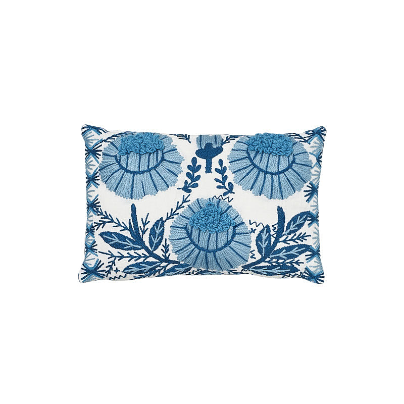 Marguerite Embroidery Pillow B | Sky