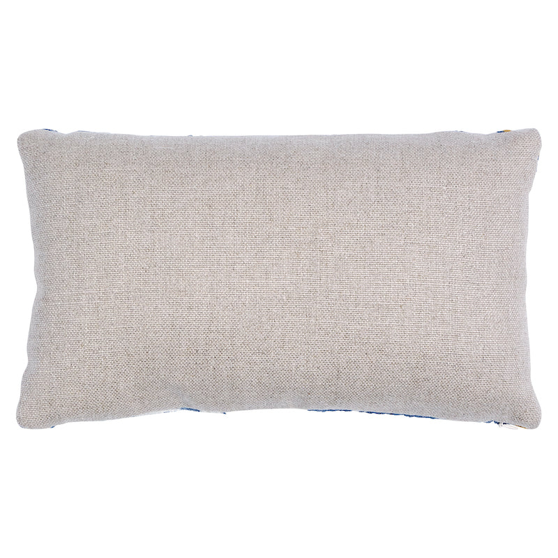 Marguerite Embroidery Pillow B | Blue & Ochre