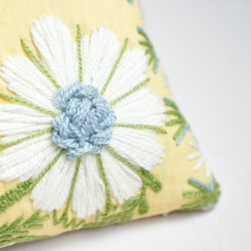 Marguerite Embroidery Pillow A | Buttercup