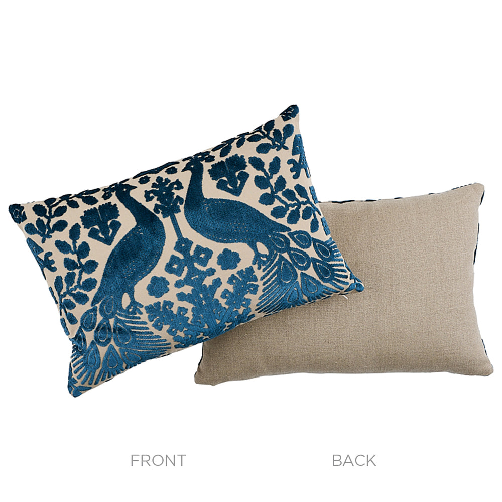 Pavone Velvet Pillow | Peacock & Sand