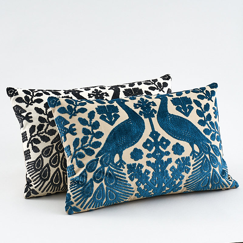 Pavone Velvet Pillow | Peacock & Sand
