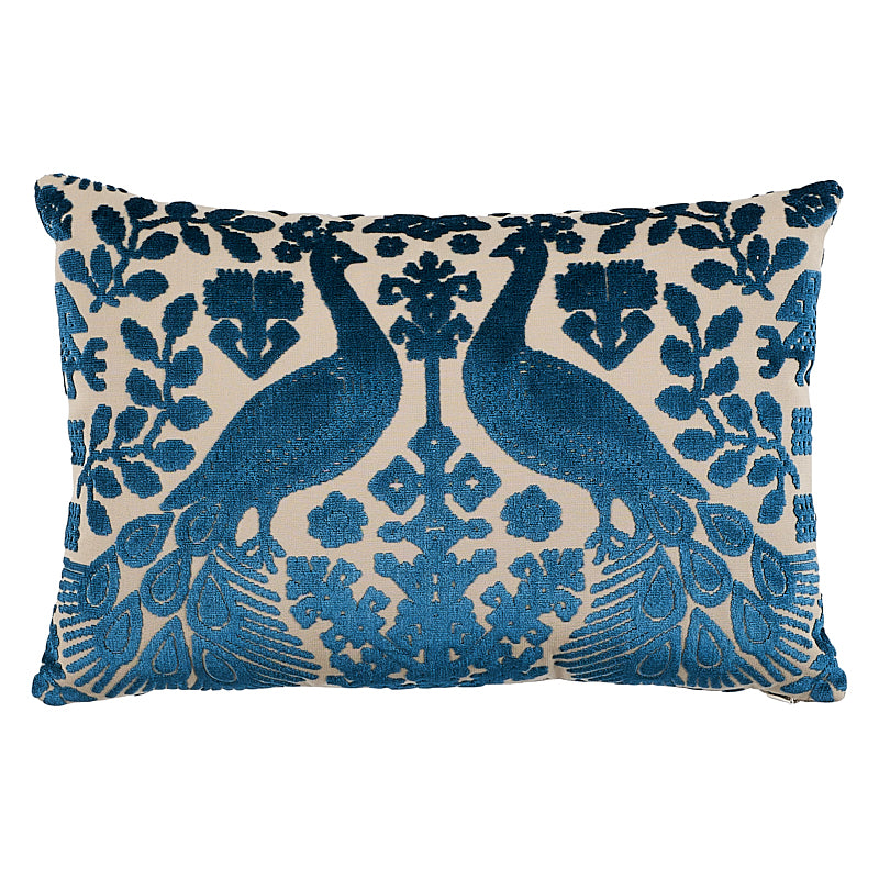 Pavone Velvet Pillow | Peacock & Sand