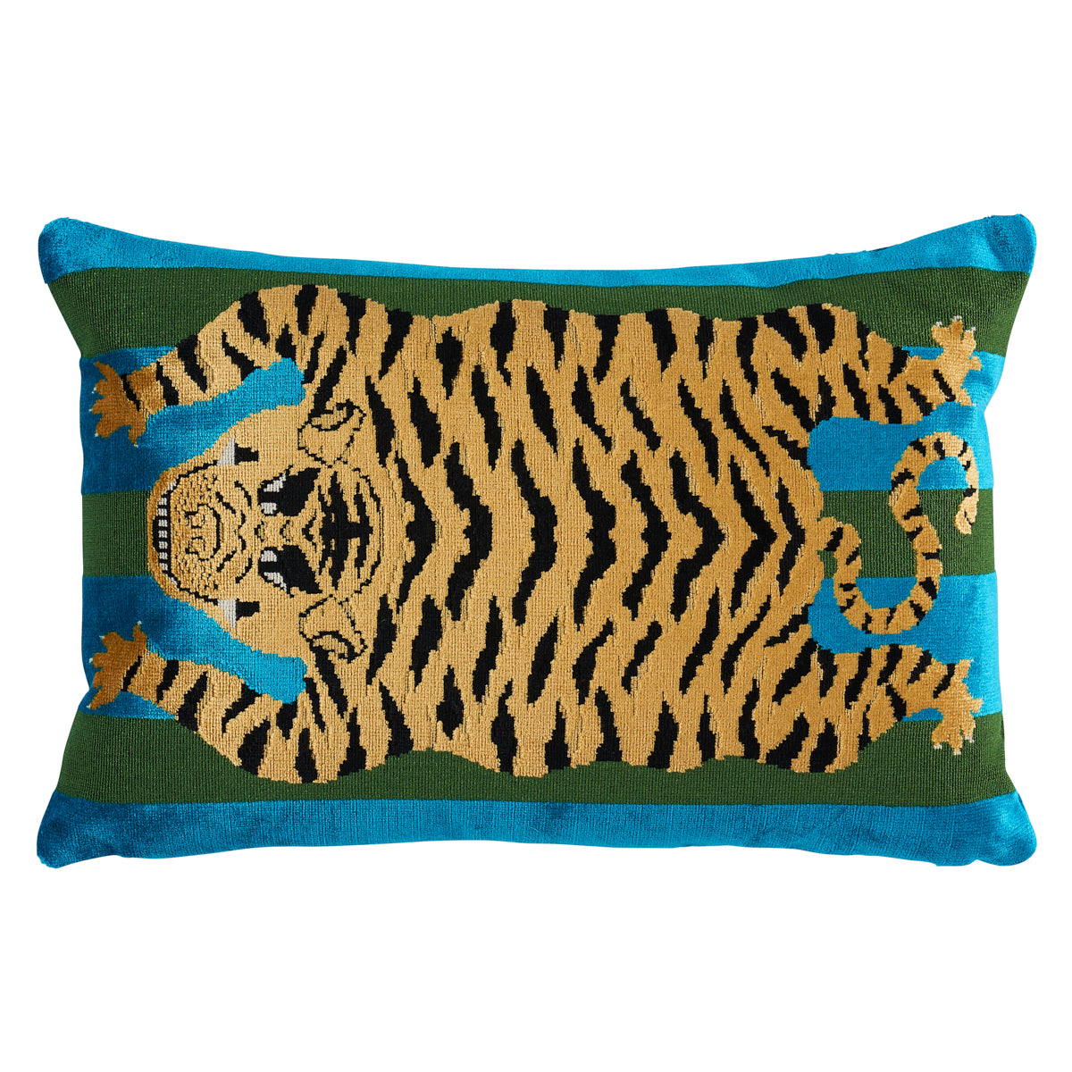 Jokhang Tiger Velvet Pillow | Peacock