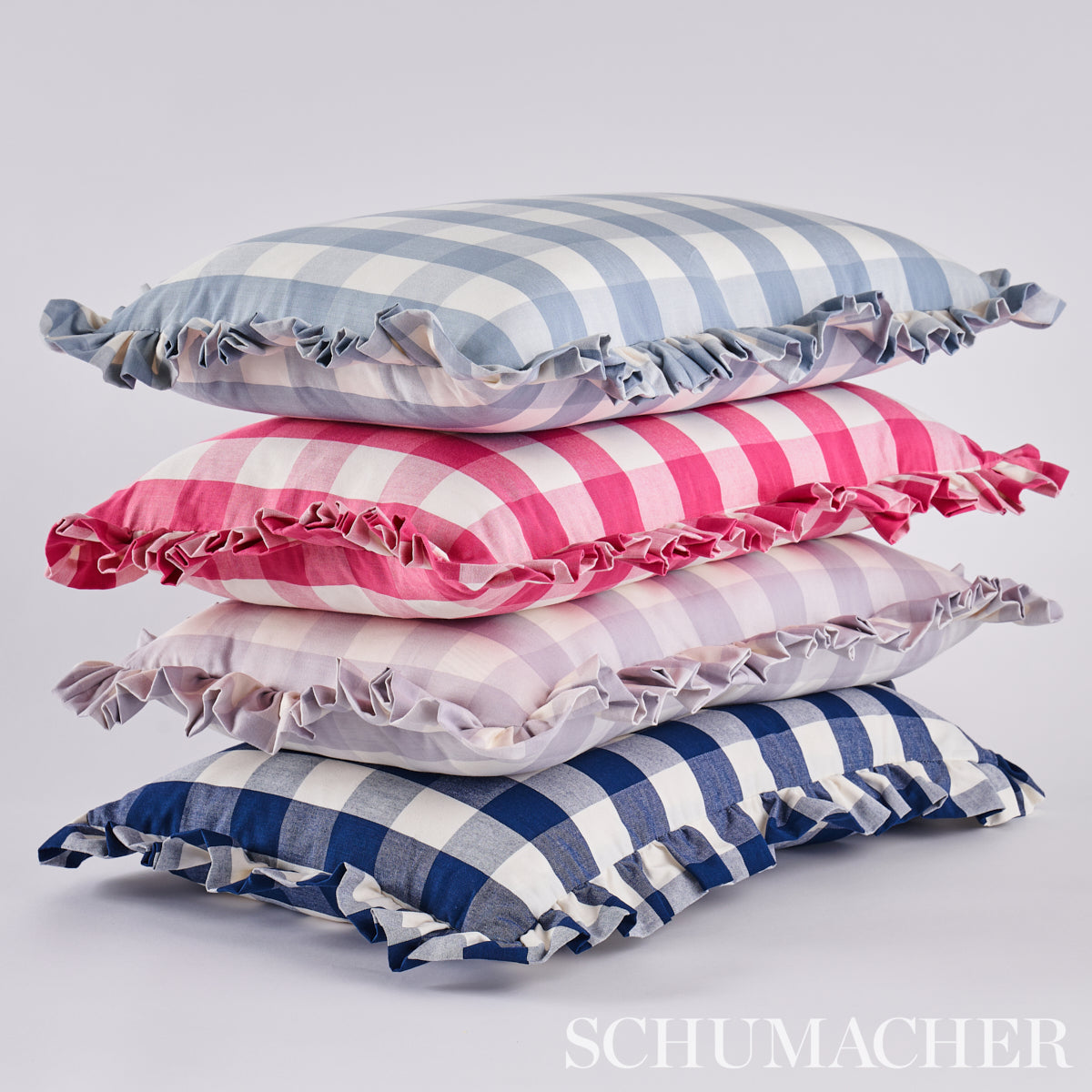 Camden Cotton Check Pillow | Magenta