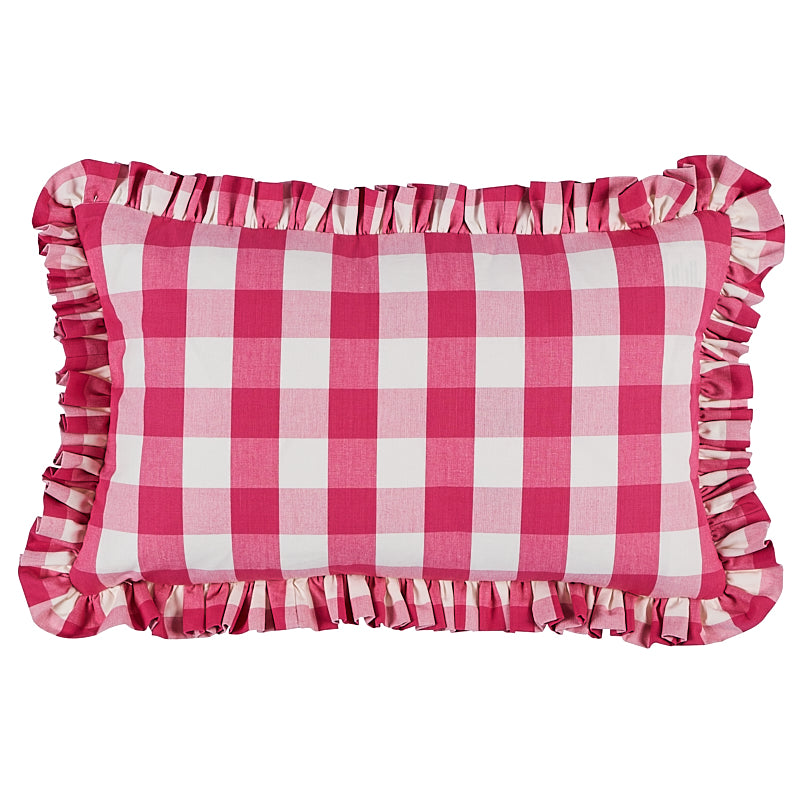 Camden Cotton Check Pillow | Magenta