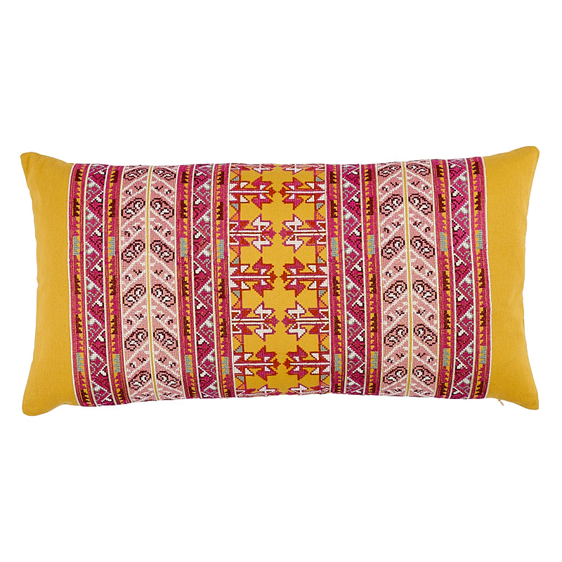 Vinka Embroidery Pillow | Pink & Yellow