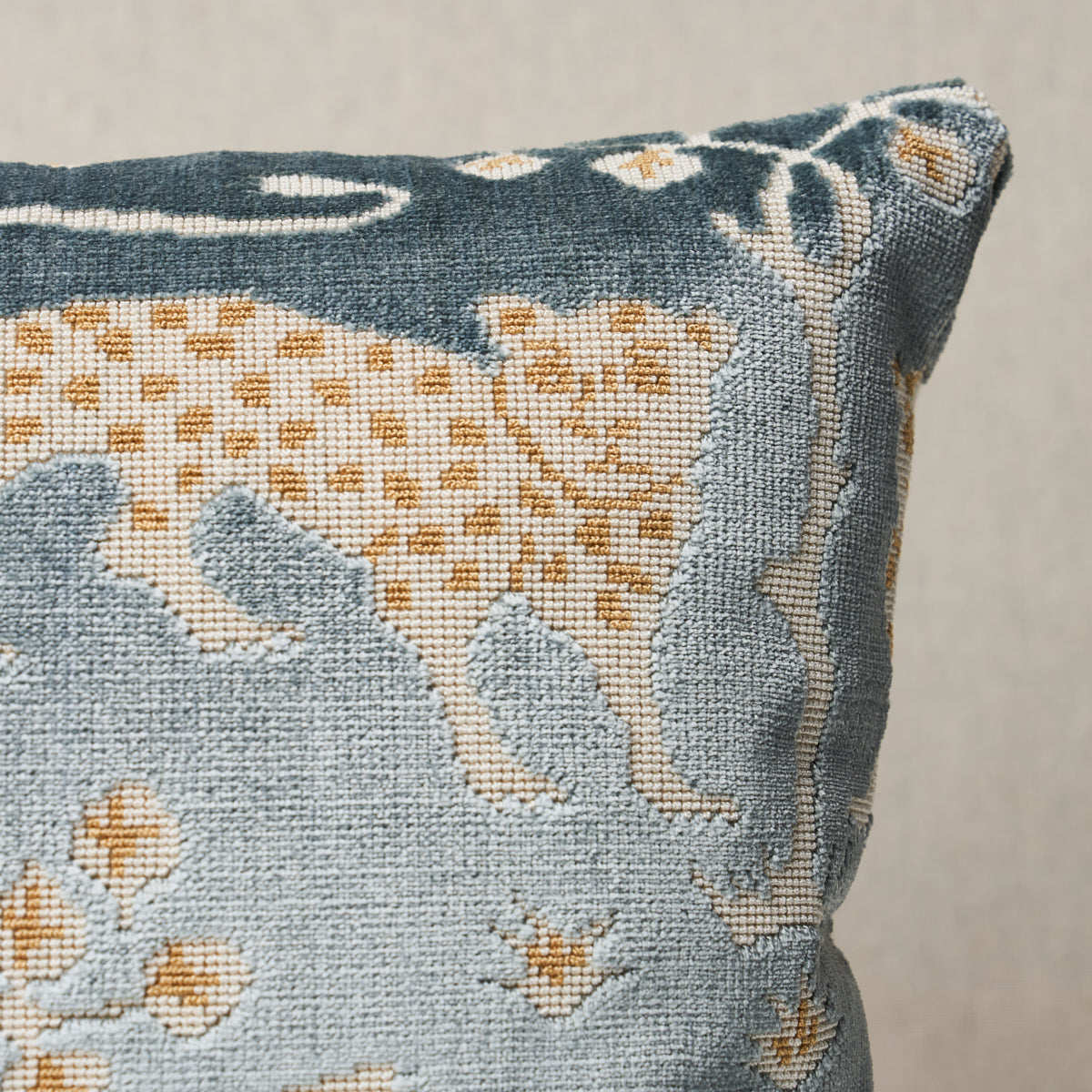 Woodland Leopard Velvet Pillow | Mineral