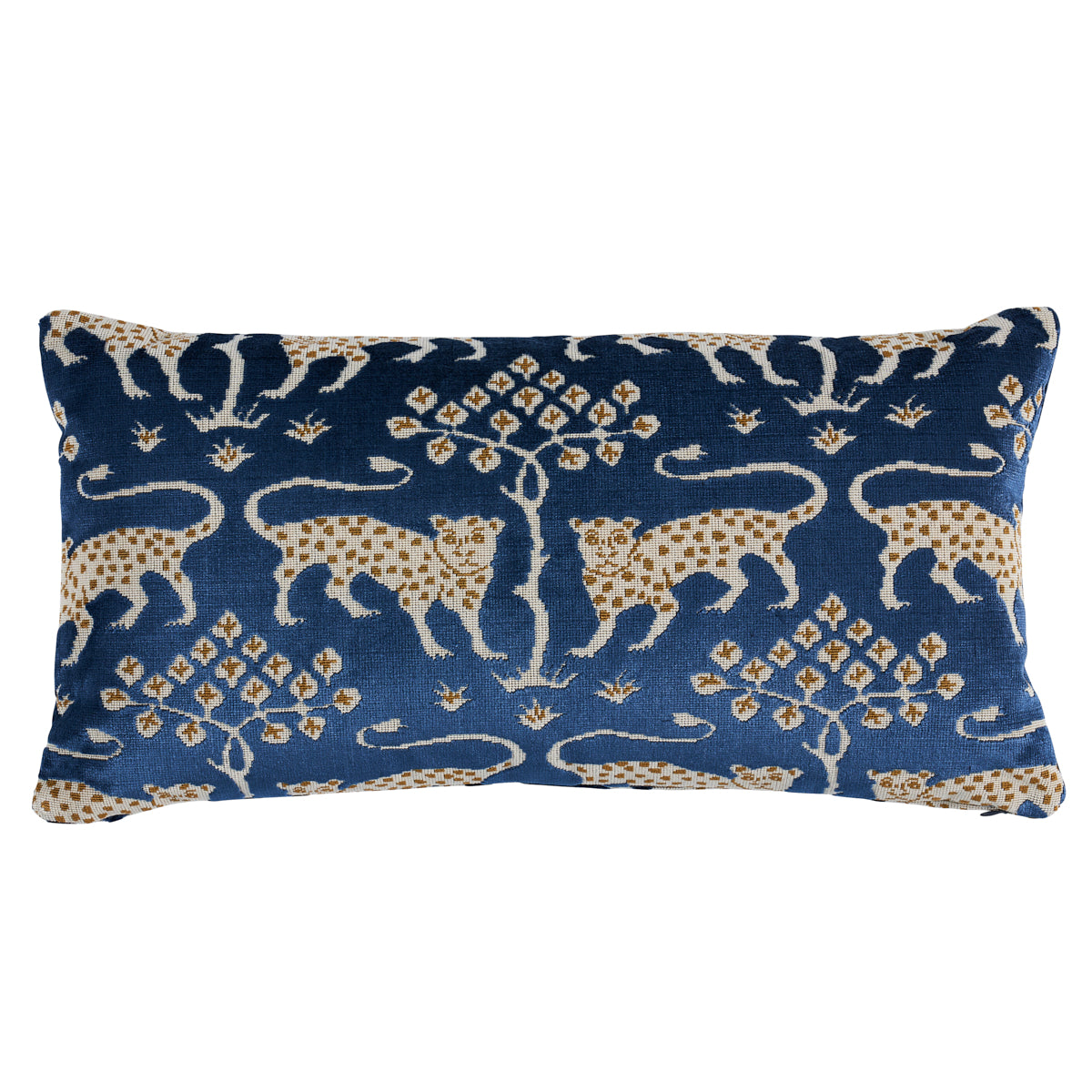 Woodland Leopard Velvet Pillow | Sapphire