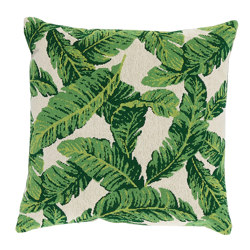 Tropi Leaf Pillow | Green & Ivory